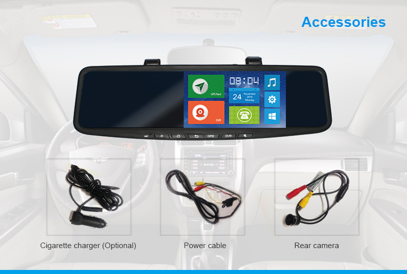 Rear View Rearview Mirror DVR GPS Navigation Tracker Bluetooth Handsfree Kit